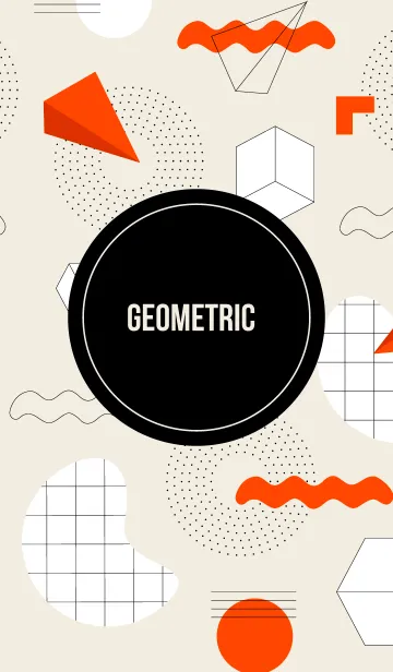 [LINE着せ替え] Geometric Beige & Orange Redの画像1