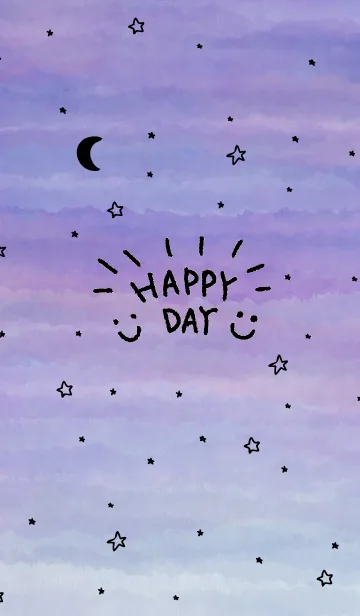 [LINE着せ替え] 水彩夜星と月スマイル12の画像1