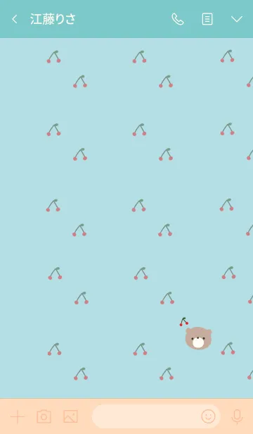 [LINE着せ替え] 水色とクマ。さくらんぼ。の画像3