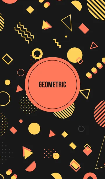 [LINE着せ替え] Geometric Black & Orange Yellowの画像1