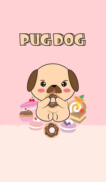 [LINE着せ替え] Love Sweet Pug Dog Theme (jp)の画像1