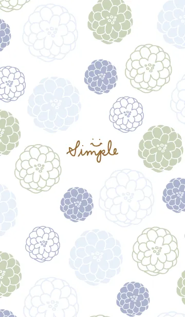 [LINE着せ替え] 手書きのお花 ブルーとグリーン2の画像1