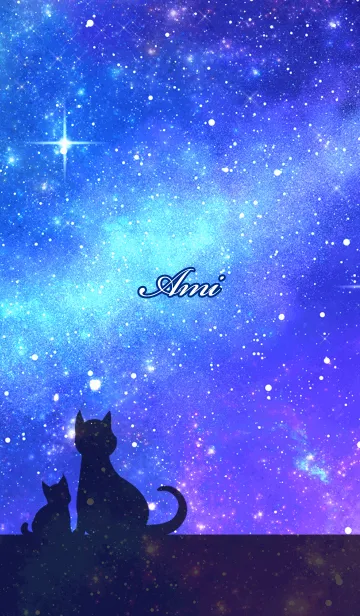 [LINE着せ替え] あみ用★星空と猫シルエットの画像1