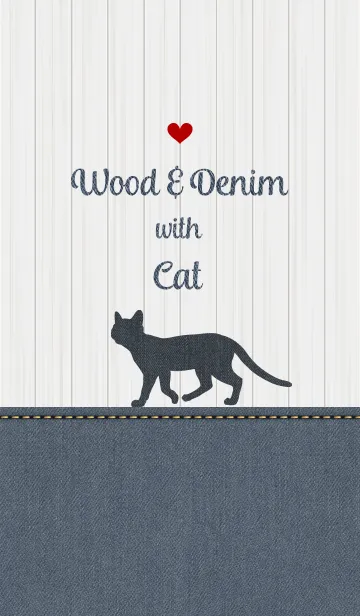 [LINE着せ替え] Wood & Denim with Catの画像1