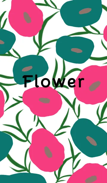 [LINE着せ替え] Flower 北欧デザイン -PINK GREEN-の画像1