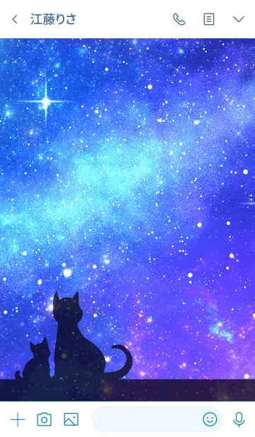 [LINE着せ替え] いわさ用★星空と猫シルエットの画像3
