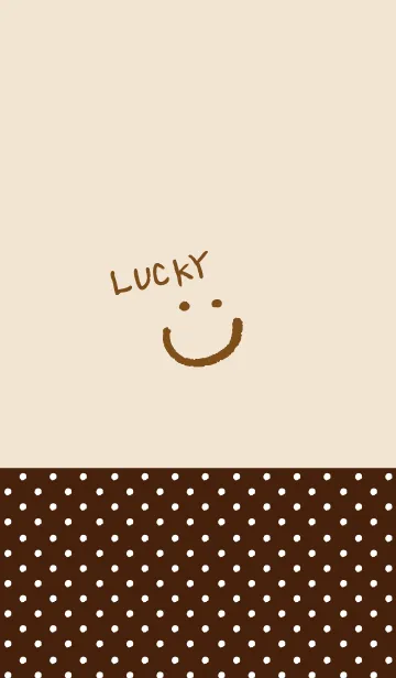 [LINE着せ替え] ベージュ茶水玉スマイル15の画像1