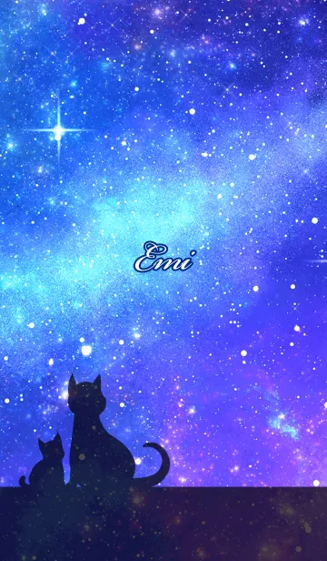 [LINE着せ替え] えみ用★星空と猫シルエットの画像1