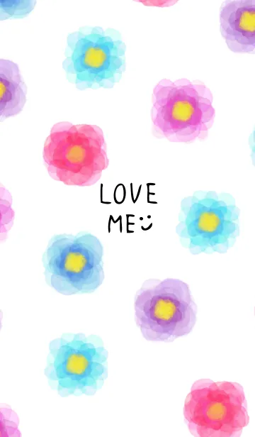 [LINE着せ替え] カラフルお花柄水彩4の画像1