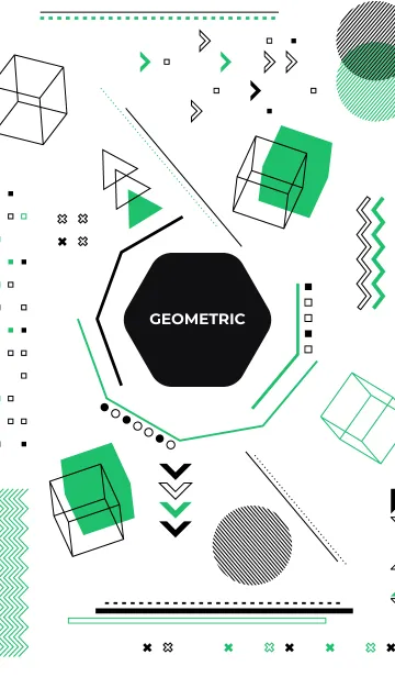 [LINE着せ替え] Geometric Tecnowhite (Green)の画像1