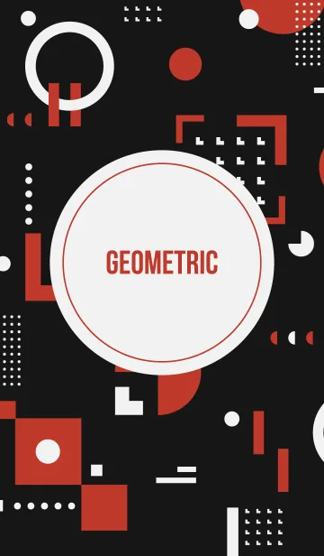 [LINE着せ替え] Geometric Flat Black (Red)の画像1