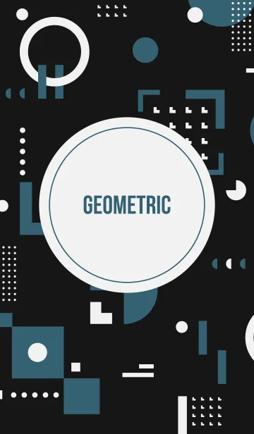 [LINE着せ替え] Geometric Flat Black (Teal)の画像1