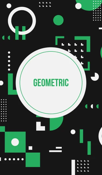 [LINE着せ替え] Geometric Flat Black (Green)の画像1