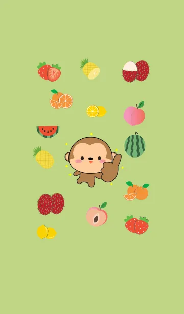 [LINE着せ替え] Cute Monkey And Fruit (jp)の画像1