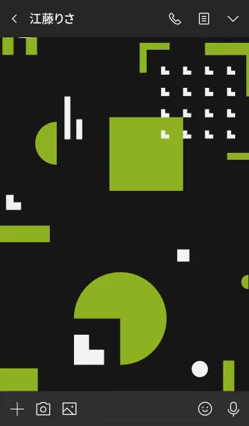 [LINE着せ替え] Geometric Flat Black (Lime)の画像3