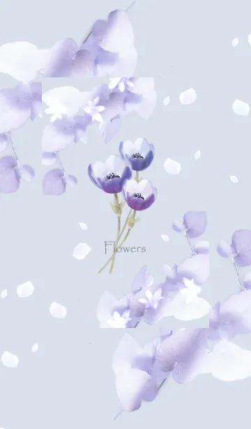 [LINE着せ替え] アネモネの花が咲いて・ブルーブーケの画像1