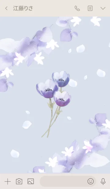 [LINE着せ替え] アネモネの花が咲いて・ブルーブーケの画像3