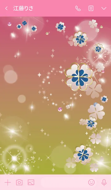 [LINE着せ替え] ピンク : 舞う幸運の四葉の画像3