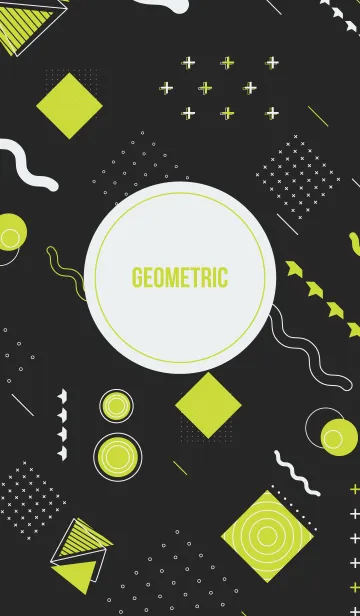 [LINE着せ替え] Geometric Diagonal Black Limeの画像1