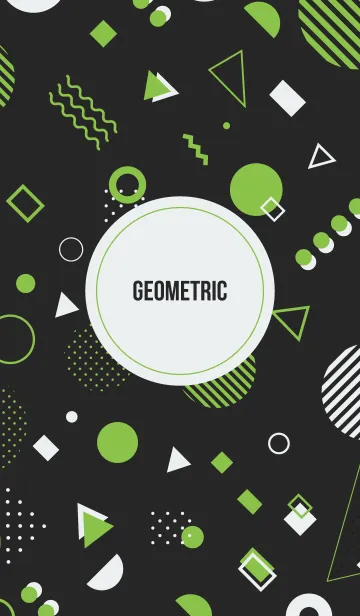 [LINE着せ替え] Geometric Basic Black Light Greenの画像1