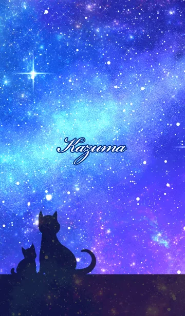 [LINE着せ替え] かずま用★星空と猫シルエットの画像1