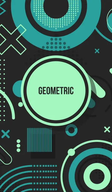 [LINE着せ替え] Geometric Modern Black (Pale Green)の画像1