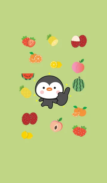 [LINE着せ替え] Cute Penguin And Fruit (jp)の画像1