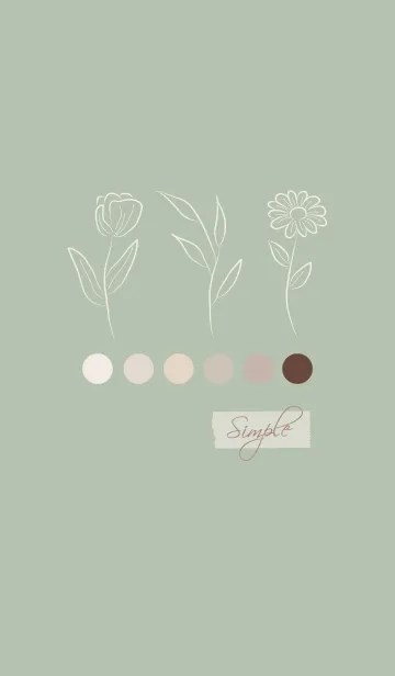 [LINE着せ替え] ・Simple・Elegant flowers カーキグリーンの画像1
