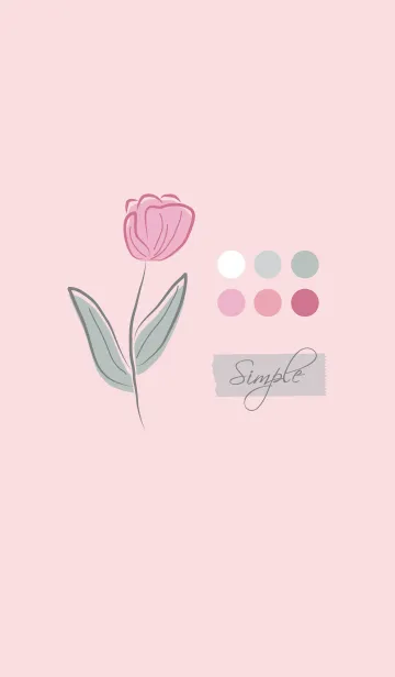 [LINE着せ替え] ・Simple・Elegant flowers くすみピンクの画像1
