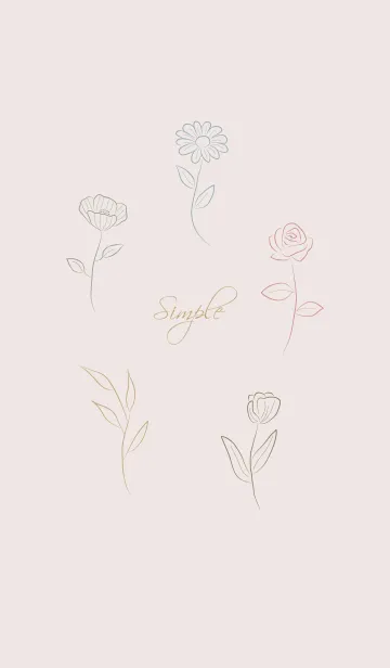 [LINE着せ替え] ・Simple・Elegant flowers くすみベージュの画像1
