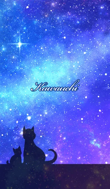 [LINE着せ替え] かわうち用★星空と猫シルエットの画像1
