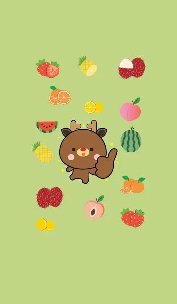 [LINE着せ替え] Cute Deer And Fruit (jp)の画像1