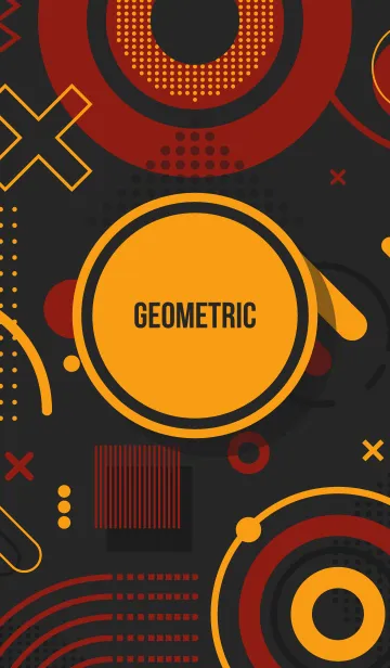 [LINE着せ替え] Geometric Modern Black (Dark Tangerine)の画像1